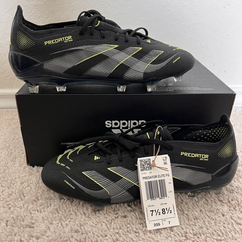 Adidas Predator Elite FG Electric Stealth Pack Soccer Cleats JI1085 Men Size 7.5